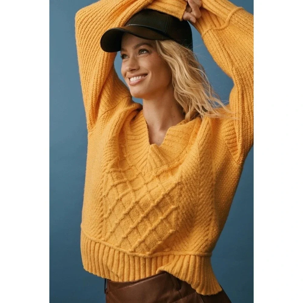 Anthropologie The Tillie V-Neck Pullover Sweater by Maeve Women's Small EUC
